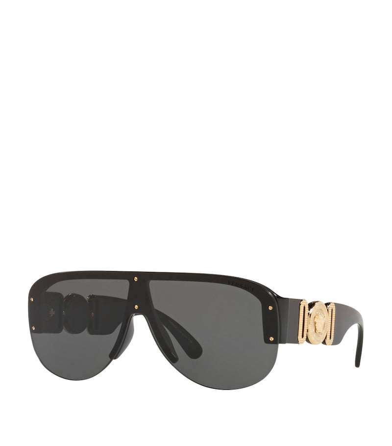 Versace aviator sunglasses featuring Medusa head and thick temples, UK version