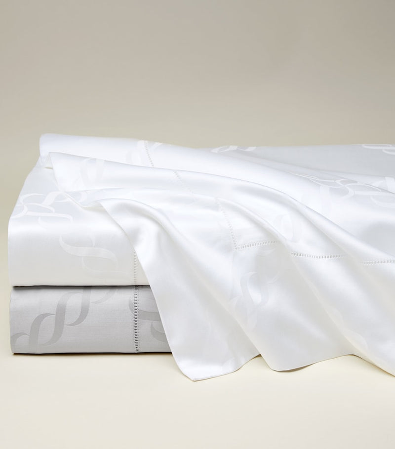 Pratesi king flat sheet 275cm x 275cm with all-over print, imported from the UK