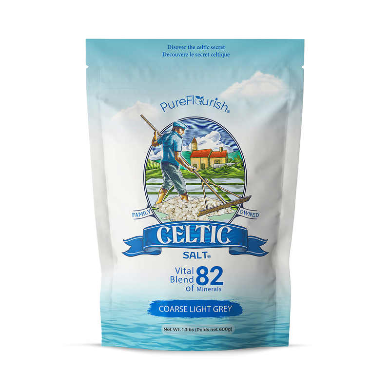 Pure Flourish Celtic sea salt coarse 600g, imported from the UK