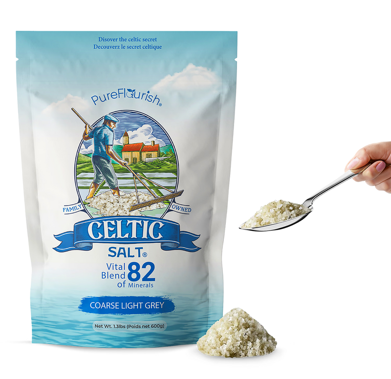 Pure Flourish Celtic sea salt coarse 600g, imported from the UK