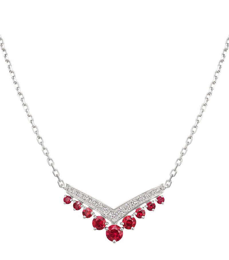 Chaumet Joséphine Aigrette white gold ruby diamond pendant necklace, UK version
