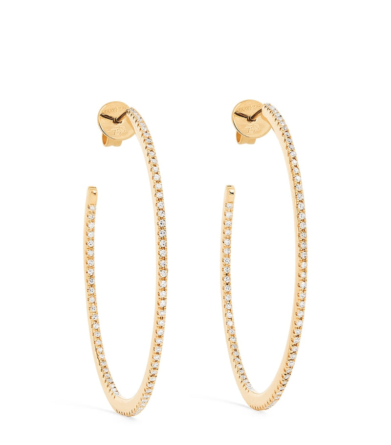 SHAY yellow gold pavé diamond hoop earrings 7cm - British product