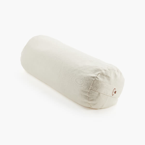 Myga cream buckwheat bolster pillow for yoga and meditation, imported from the UK