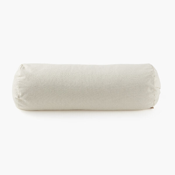 Myga cream buckwheat bolster pillow for yoga and meditation, imported from the UK