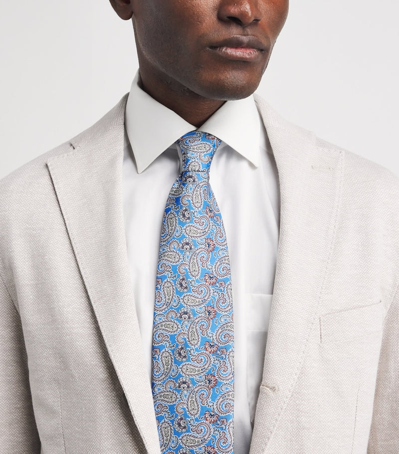 Eton silk paisley tie 8cm - British product