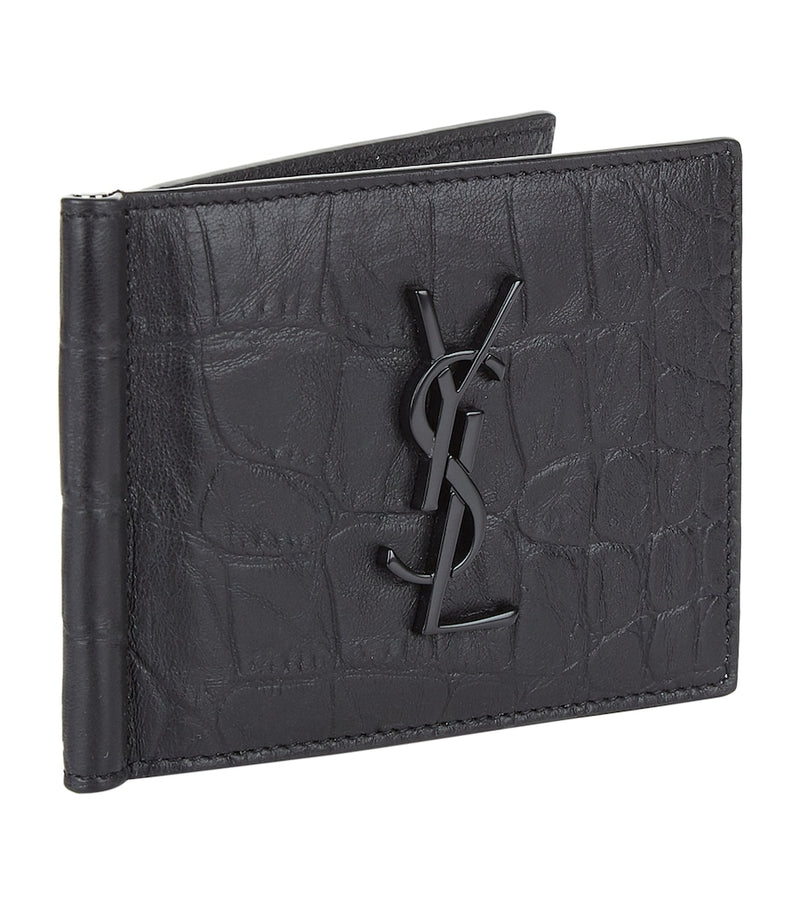 Saint Laurent monogram card holder with crocodile leather, imported from the UK