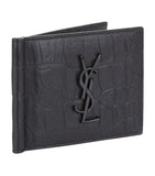 Saint Laurent monogram card holder with crocodile leather, imported from the UK