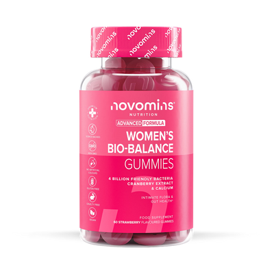 Holland & Barrett Novomins Women's Bio-Balance Strawberry Flavoured Probiotic Gummies 60 Gummies- Buy online at McGrocer
