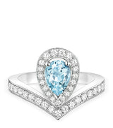 Harrods Chaumet Joséphine Aigrette Ring in White Gold with Diamond and Aquamarine- Buy online at McGrocer