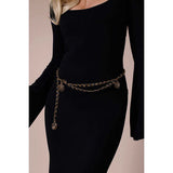 SVNX rose chain faux leather belt black gold, imported from the UK