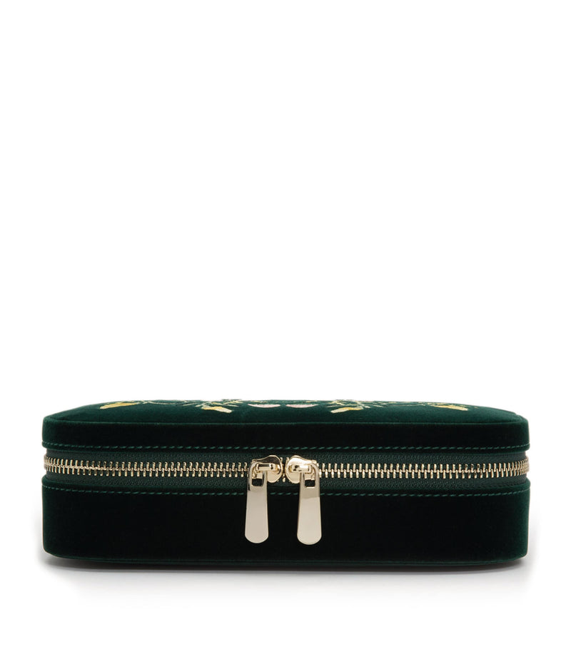 WOLF Zoe floral-embroidered travel jewellery case (British brand)