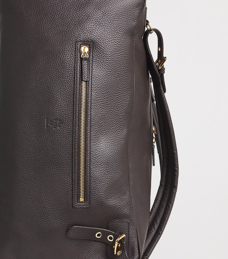 Eleventy leather duffel bag with adjustable straps, approx. 31.5 x 31.5 x 31 cm - British product