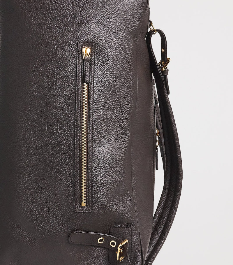 Eleventy leather duffel bag with adjustable straps, approx. 31.5 x 31.5 x 31 cm - British product