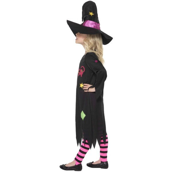 Smiffys Cinder Witch Costume dress hat tights (British brand)