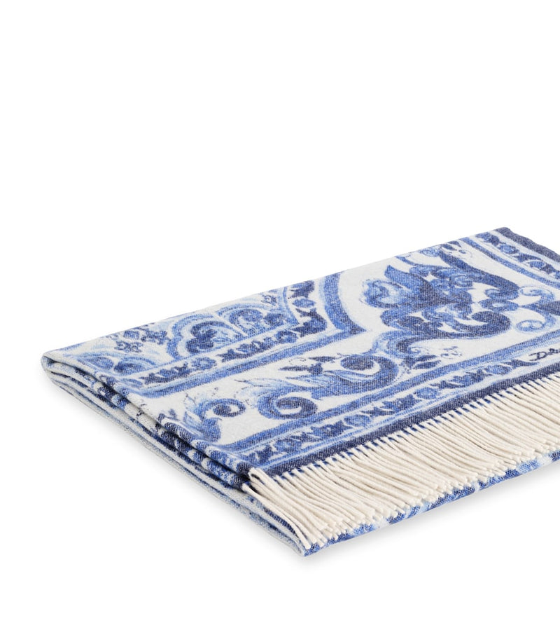 Dolce&Gabbana cashmere throw with Blu Mediterraneo design 140cm x 180cm - British product