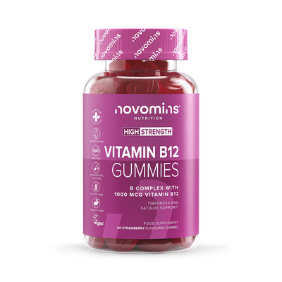 Holland & Barrett Novomins B12 Strawberry Flavour Gummies 60 Gummies (30 Days Supply)- Buy online at McGrocer