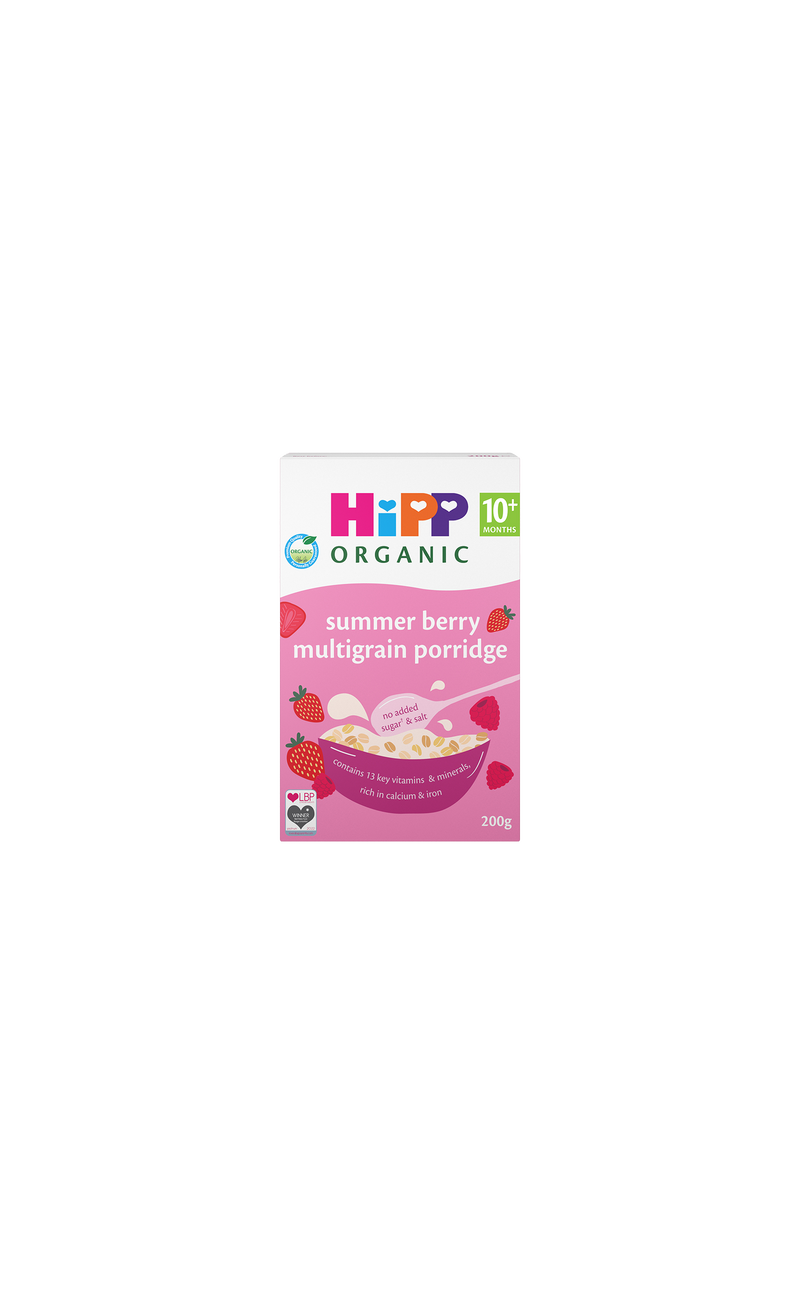 HiPP Organic summer berry multigrain porridge, imported from the UK