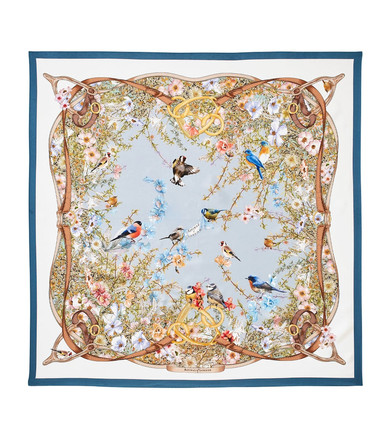 Aspinal of London silk scarf Edwardian Garden design, imported from the UK