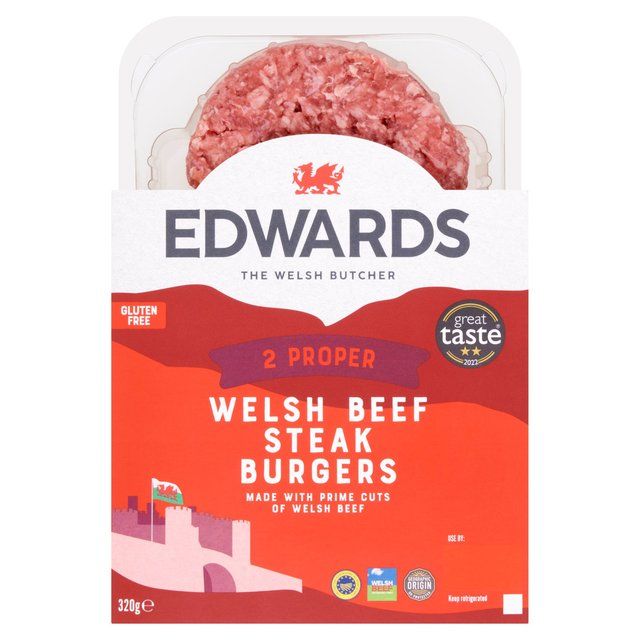 Edwards Welsh Beef Steak Burgers 320g