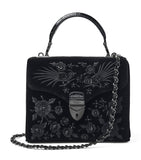 Aspinal of London Mayfair velvet embroidered top-handle bag (British brand)