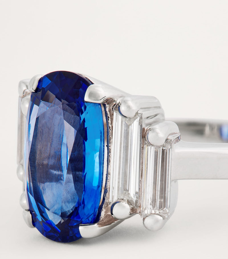 Suzanne Kalan white gold sapphire diamond ring, imported from the UK