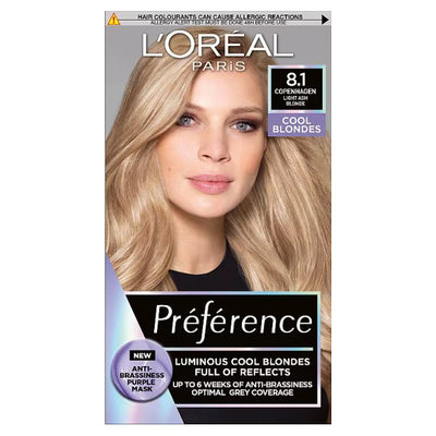 Superdrug L'Oreal Paris Preference Cool Blondes 8.1 Copenhagen Hair Dye- Kjøp online hos McGrocer