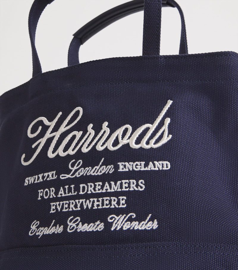 Harrods small embroidered logo tote bag, UK version