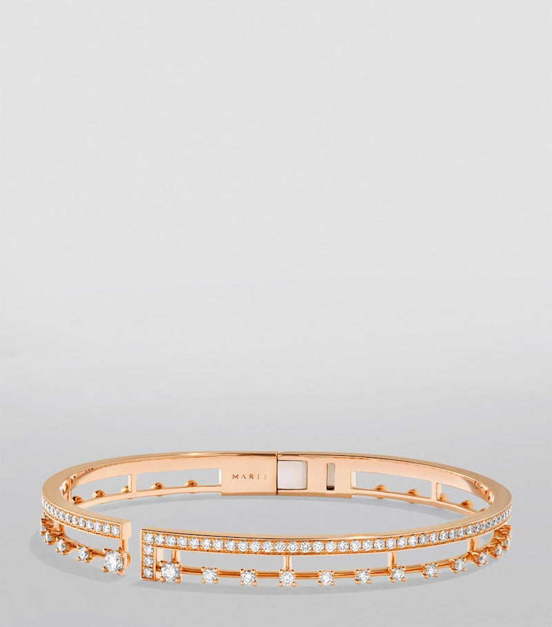 Marli New York medium rose gold and diamond bangle, UK version