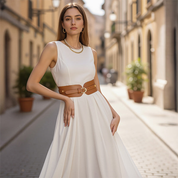 Livingandhome wide waist belt with pin buckle (British brand)