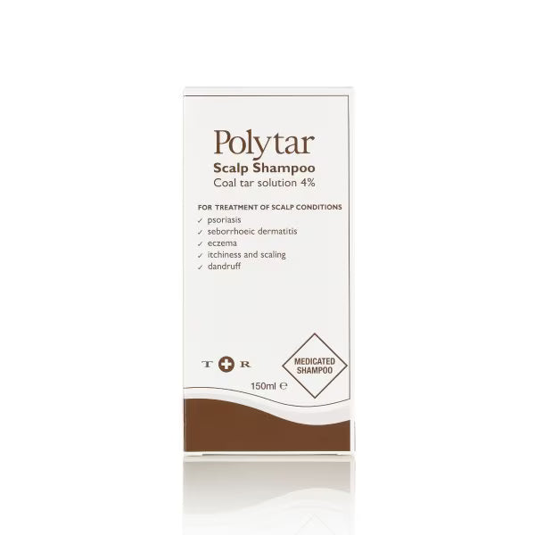 Polytar Medicated Scalp Shampoo Antiseptic 150ml, imported from the UK