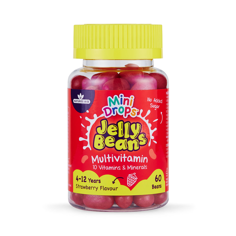 Natures Aid multivitamin jelly beans strawberry flavour 60 beans, imported from the UK