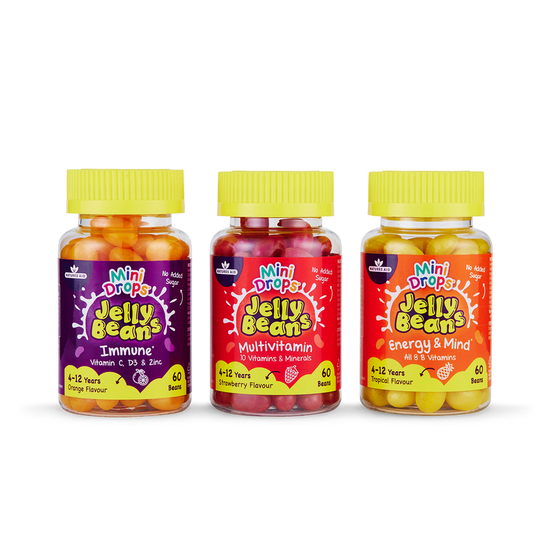 Natures Aid multivitamin jelly beans strawberry flavour 60 beans, imported from the UK