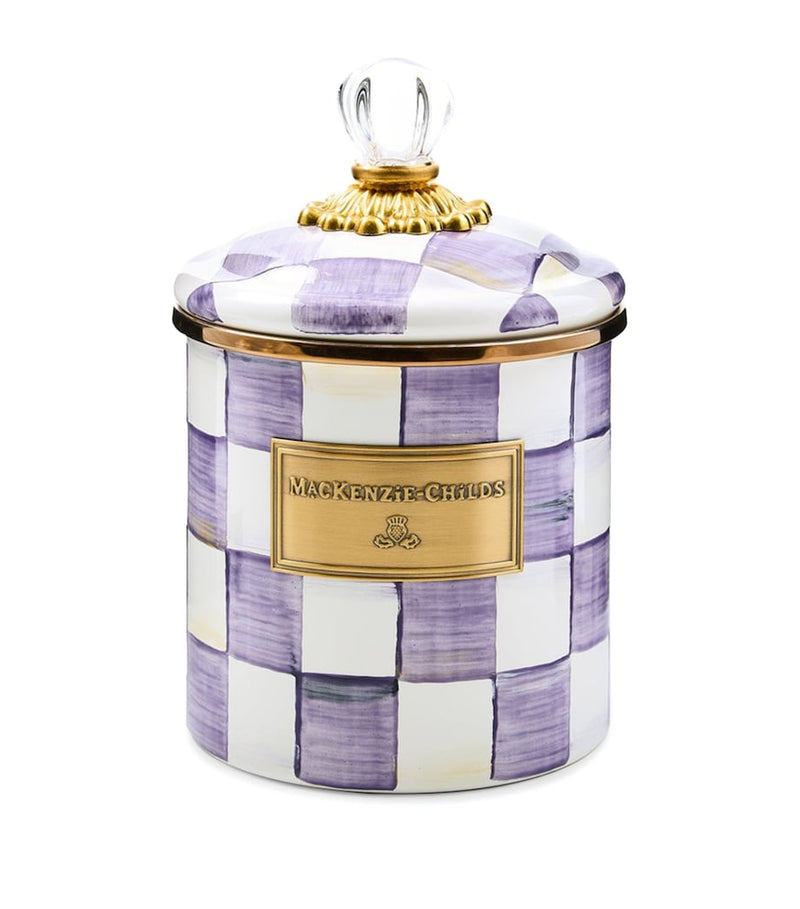 MacKenzie-Childs violet check canister 19cm - British product