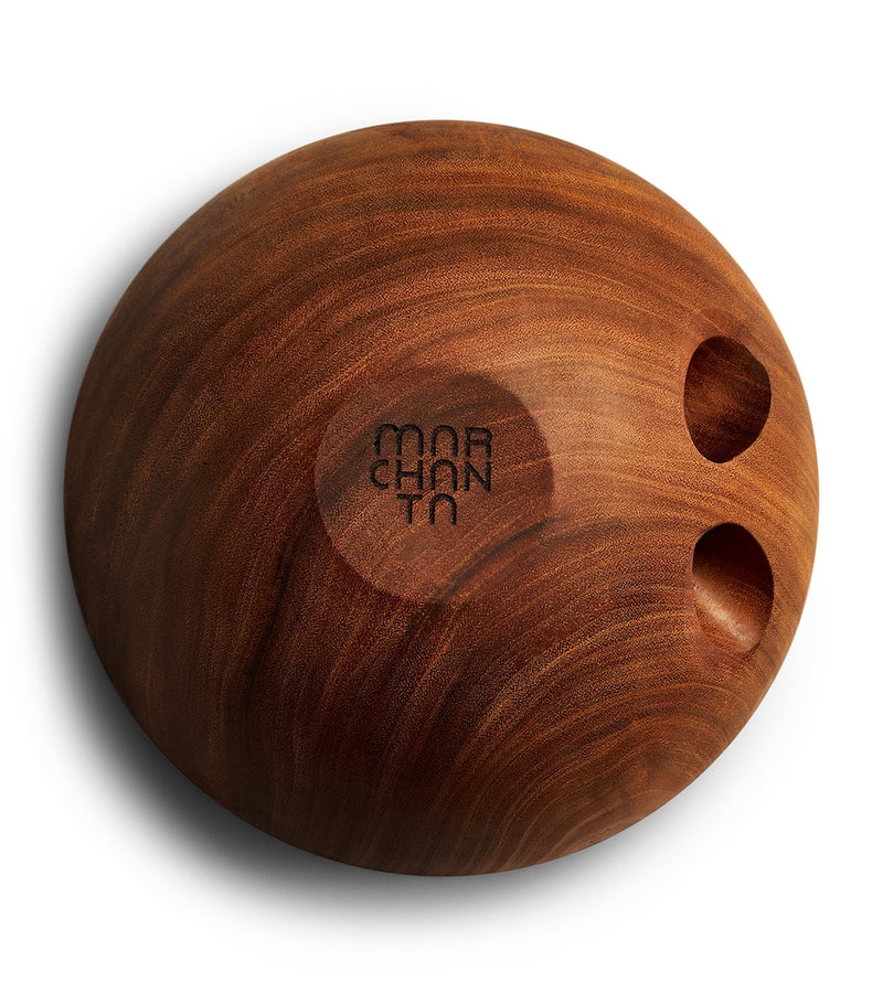 Marchanta Saman Wood gold-rim candle in wooden box - British product