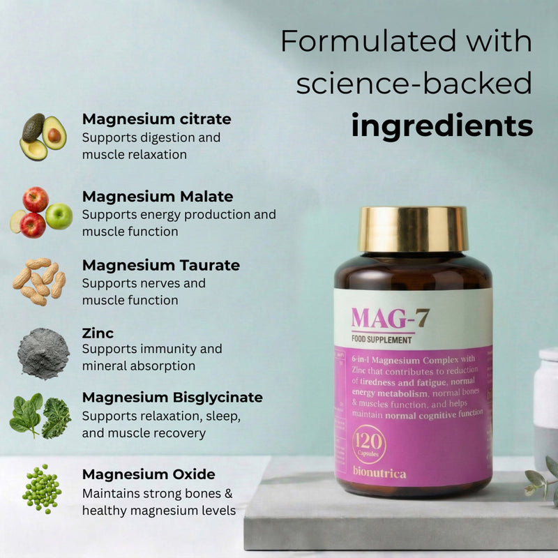 Bionutrica Mag7 magnesium complex 120 capsules, UK version