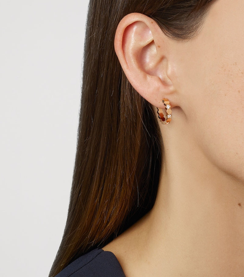 Chaumet rose gold hoop earrings with honeycomb design, UK version