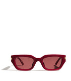 Le Specs Cubito cat eye sunglasses burgundy frames, imported from the UK