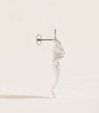 Alexis Bittar small crumpled earrings in rhodium plated brass, imported from the UK