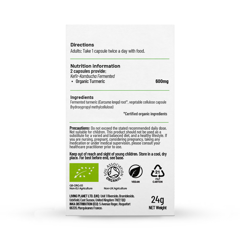 Living Nutrition Organic Fermented Turmeric Capsules 60, UK version