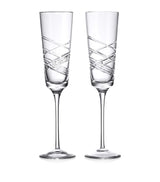 Harrods Waterford Set of 2 Crystal Aran Champagne Flutes (275ml)- Buy online at McGrocer