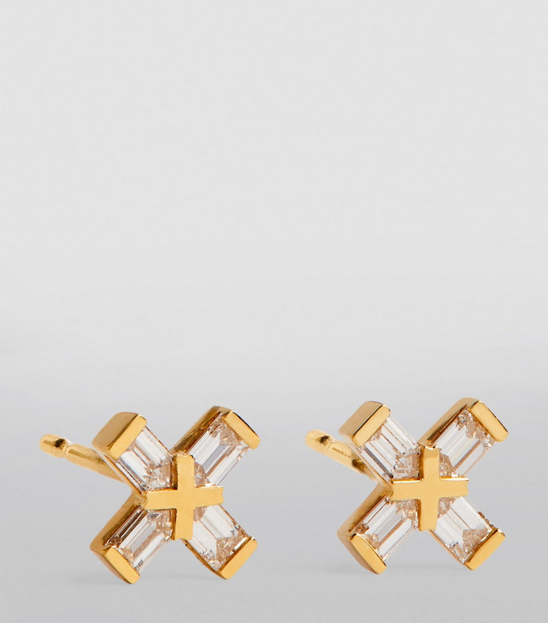 Eva Fehren Exploding X stud earrings 18kt gold diamonds, UK version