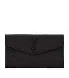 Saint Laurent Uptown leather clutch bag with YSL monogram, UK version
