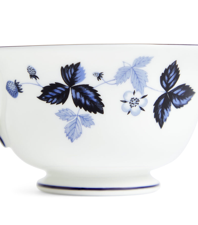 Wedgwood Wild Strawberry Inky Blue teacup and saucer (British brand)