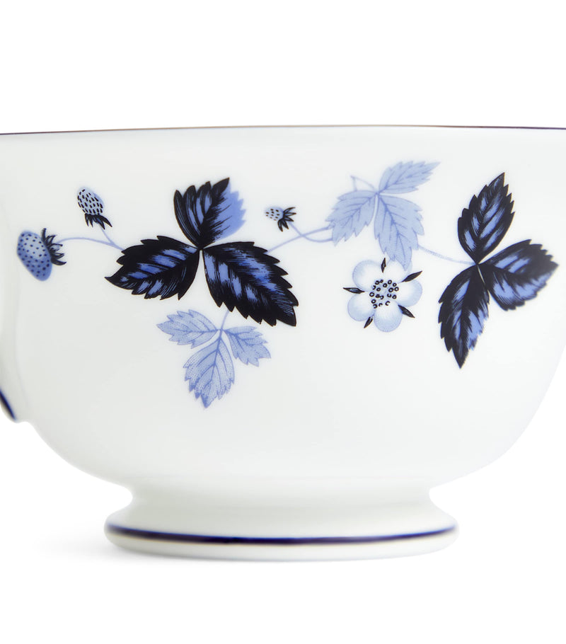 Wedgwood Wild Strawberry Inky Blue teacup and saucer (British brand)