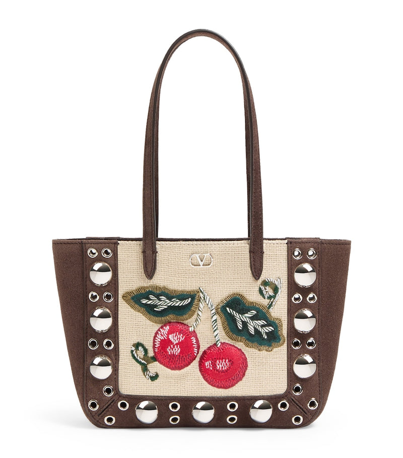 Valentino Garavani mini suede Nellcôte tote bag, imported from the UK