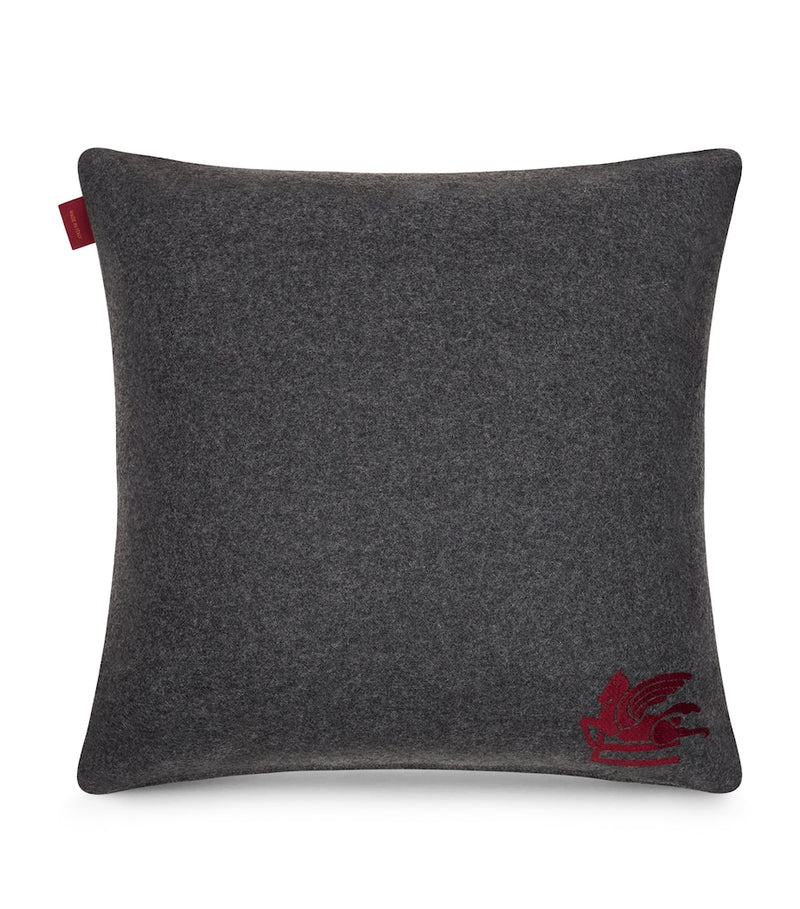 Etro wool-blend cushion with embroidered paisley trim, 45cm - British product