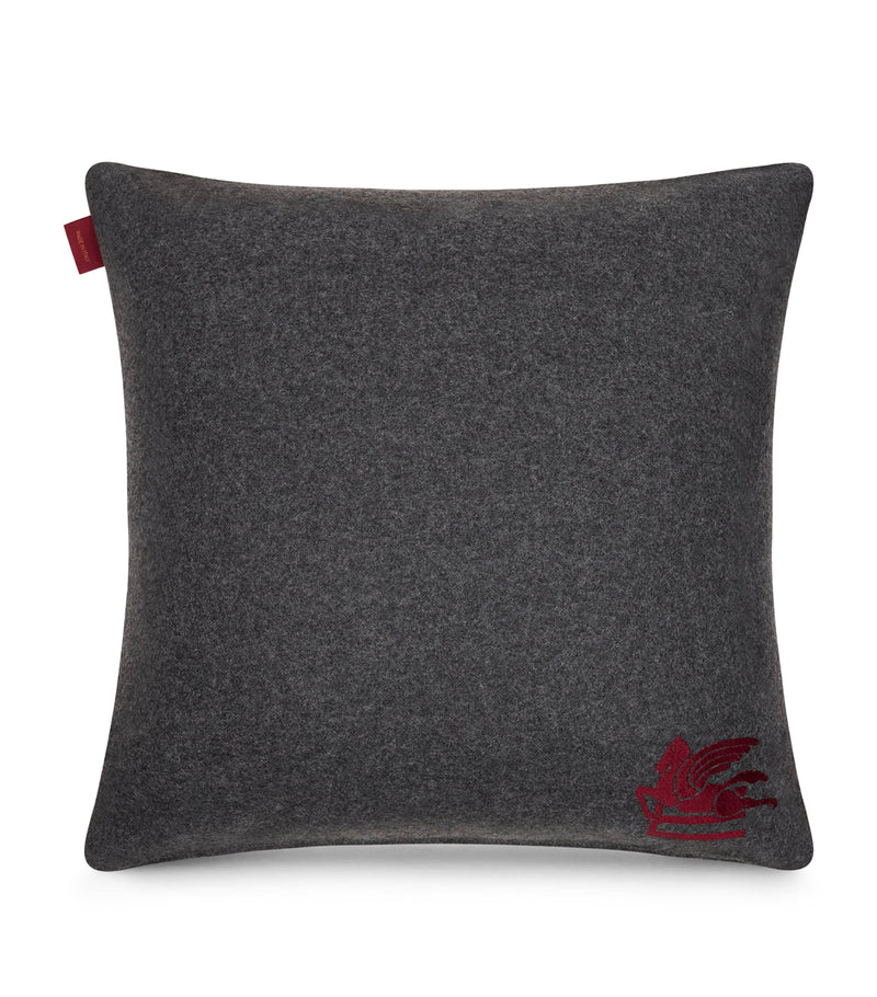 Etro wool-blend cushion with embroidered paisley trim, 45cm - British product