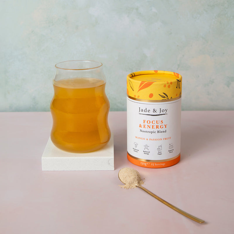 Jade & Joy Focus & Energy Nootropic Blend Mango & Passionfruit 150g - British product