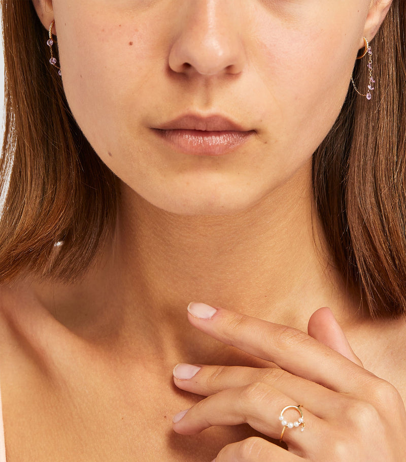 Persée Danaé single earring in yellow gold with diamond and sapphire (British brand)