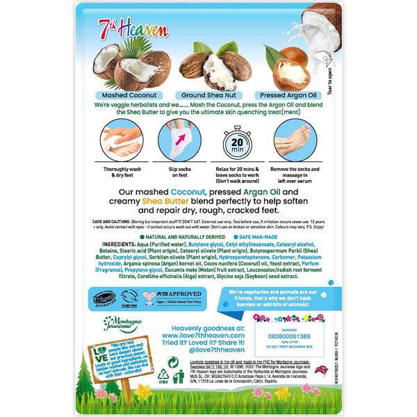 7th Heaven Coconut Foot Mask socks, UK version